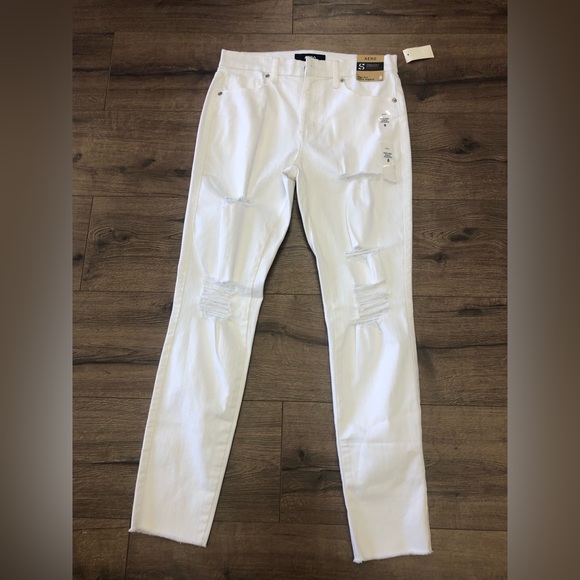 NWT AERO SKINNY HIGH RISE ANKLE JEGGING WHITE DISTRESSED ROW HEM IN SIZE 8 - Picture 6 of 7